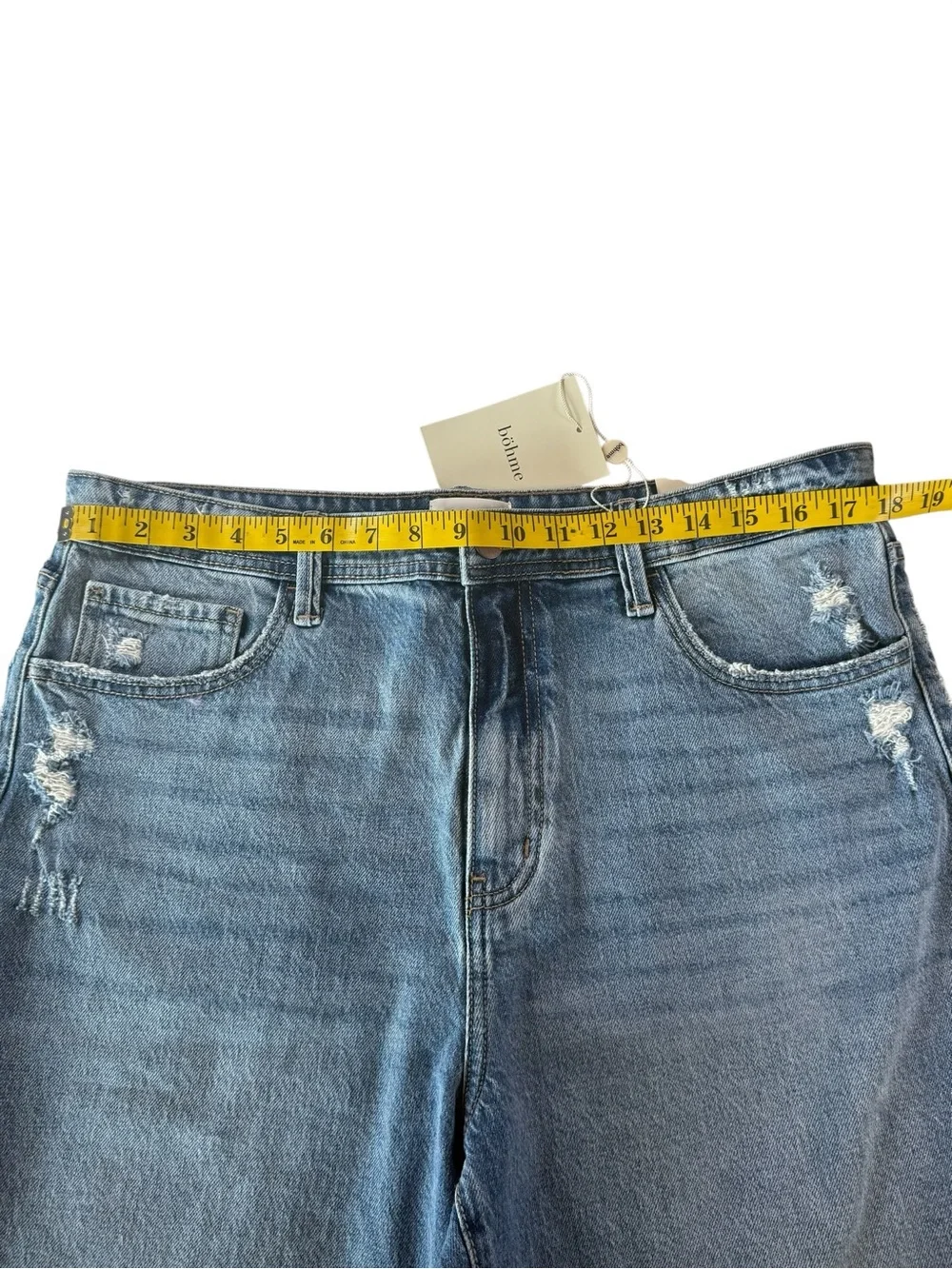 Böhme Denim Bermuda Shorts Women’s Size 30 Light Wash Distressed Baggy NWT